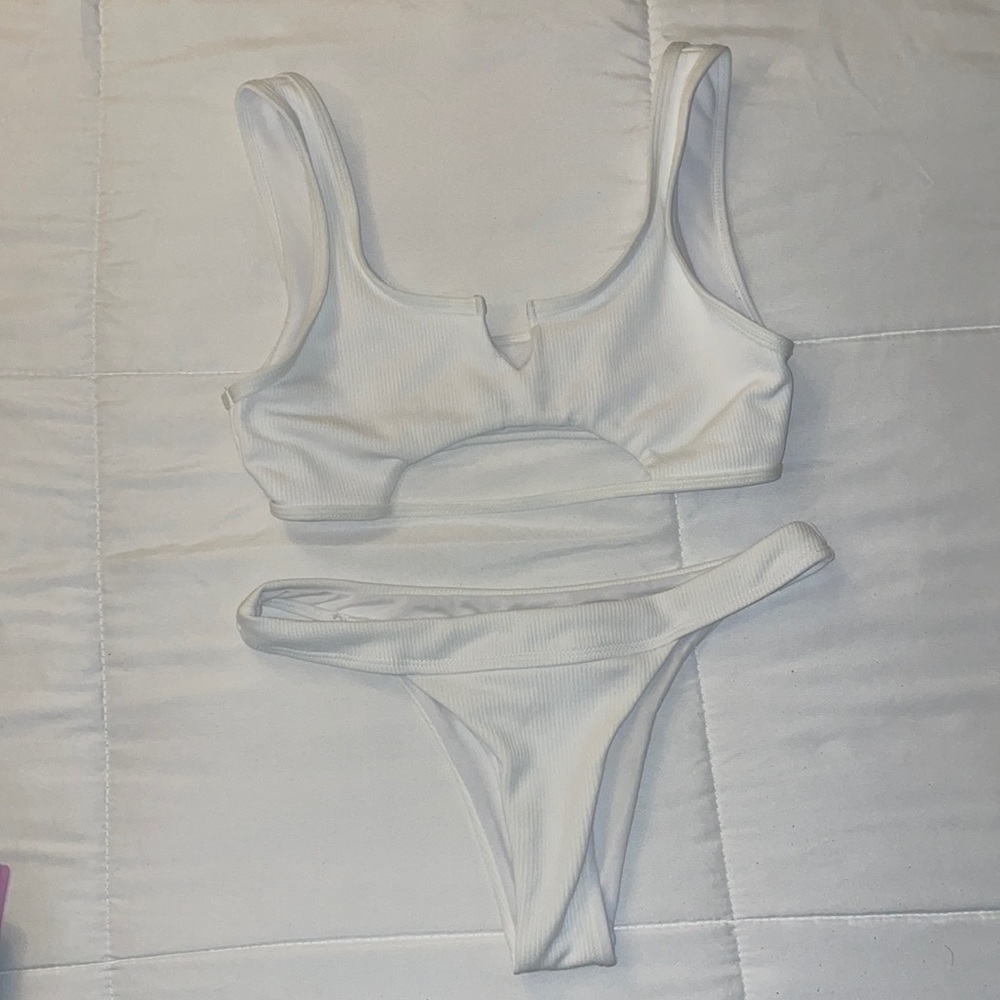 White bikini with underboob cut-out